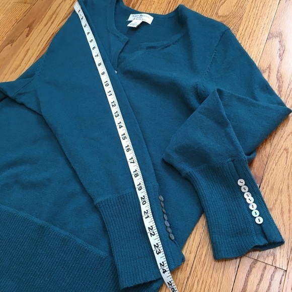 Susan Bristol 100% Merino Wool Blue Long Sleeve V-neck  Tight Knit Sweater - Picture 10 of 15